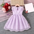 thumbnail image 6 of HAOTAGS Girl's Party Dress,Bow Ball Gown Flutter Sleeves Tutu Dress Purple 4-5 T, 6 of 6