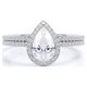 thumbnail image 1 of JeenMata Anillo de Bodas Exclusivo con Halo de Moissanita de Corte Pera de 1,25 Quilates para Ella en Oro Blanco de 18 K sobre Plata, 1 of 6