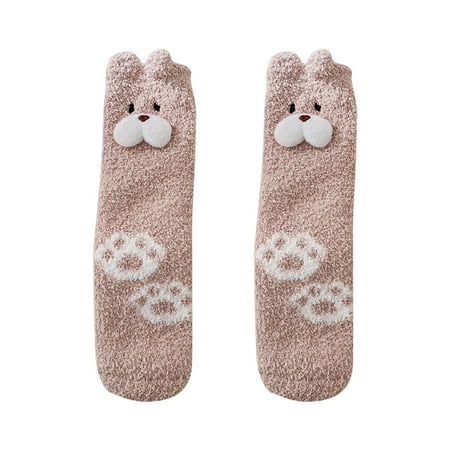 

Heiheiup Womens Autumn And Winter Coral Fleece Socks Plush Stockings Fleece Warm Home Sleep Socks Super Tight