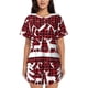 thumbnail image 1 of Balery Christmas Buffalo Plaid Conjunto de Pijama para Mujer con Estampado, Dos Piezas de Manga Corta y Shorts, Ropa de Dormir Suave con Cuello Redondo y Bolsillos-X-Large, 1 of 6