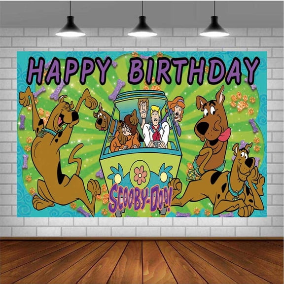 Scoo by doo Themed Birthday Backdrop Banner - Hanging Wall Decor Tapestry for Party Celebrations