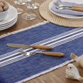 thumbnail image 3 of Fennco Styles Contemporary Striped Fringe Cotton Table Runner 13" W x 72" L - Blue Table Cover for Home, Dining Table Décor, Family Gathering, Banquets and Special Events, 3 of 5