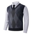 thumbnail image 6 of VBTAPA Mens Casual Argyle Sweater Vest V-Neck Sleeveless Pullover Sweaters Soft Comfy Knitwear Vests Blue M, 6 of 7