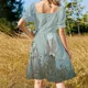 thumbnail image 5 of Vestido sin mangas con estampado floral de pequeños tulipanes en negro y azul para mujer., 5 of 7