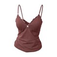 thumbnail image 6 of idosla Women's Polka Dot Cami Y2k Lace Trim V Neck Spaghetti Strap Cute Bow Camisole Trendy Going Out Tank Top (Brick Red, L), 6 of 7