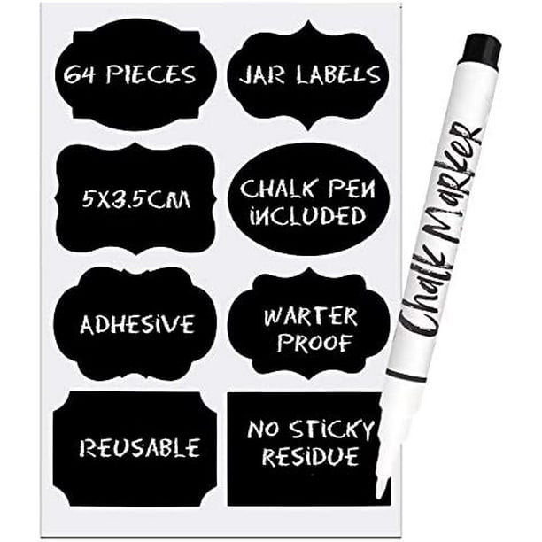 64 Chalkboard Labels for Storage Bins Dishwasher Safe Reusable Labels for Food Containers