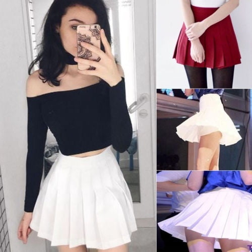 High waisted pleated skater skirt hotsell