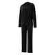 thumbnail image 4 of Pijama De Traje De 2 Piezas Para Mujer Tops Con Botones De Color SóLido + Pantalones De Cintura EláStica XBTCLXEBCO División Negra;S, 4 of 6