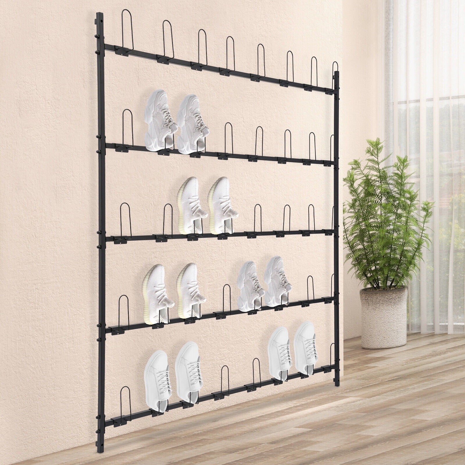 5 Tiers Boxing Glove Storage Rack Wall Mount Dryer Holds 20 Pairs, Boxing Glove