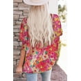 thumbnail image 3 of Redhotype Floral Blouse: Shirred Cuffs, 3/4 Sleeves, Round Neck - Sleek Fit!, 3 of 8