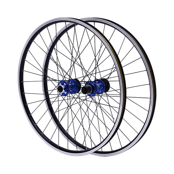 27.5Inch Mountain Bike Wheelset, Aluminum Alloy Rim Disc Brake MTB Wheelset, Quick Release Front Rear Wheels Black Bike Wheels fit  Cassette Bicycle Wheelset（Blue Hub）