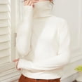 thumbnail image 4 of Suéter de cuello alto medio para mujer, jersey básico vintage de punto liso, informal, ajustado, para otoño e invierno, 4 of 5