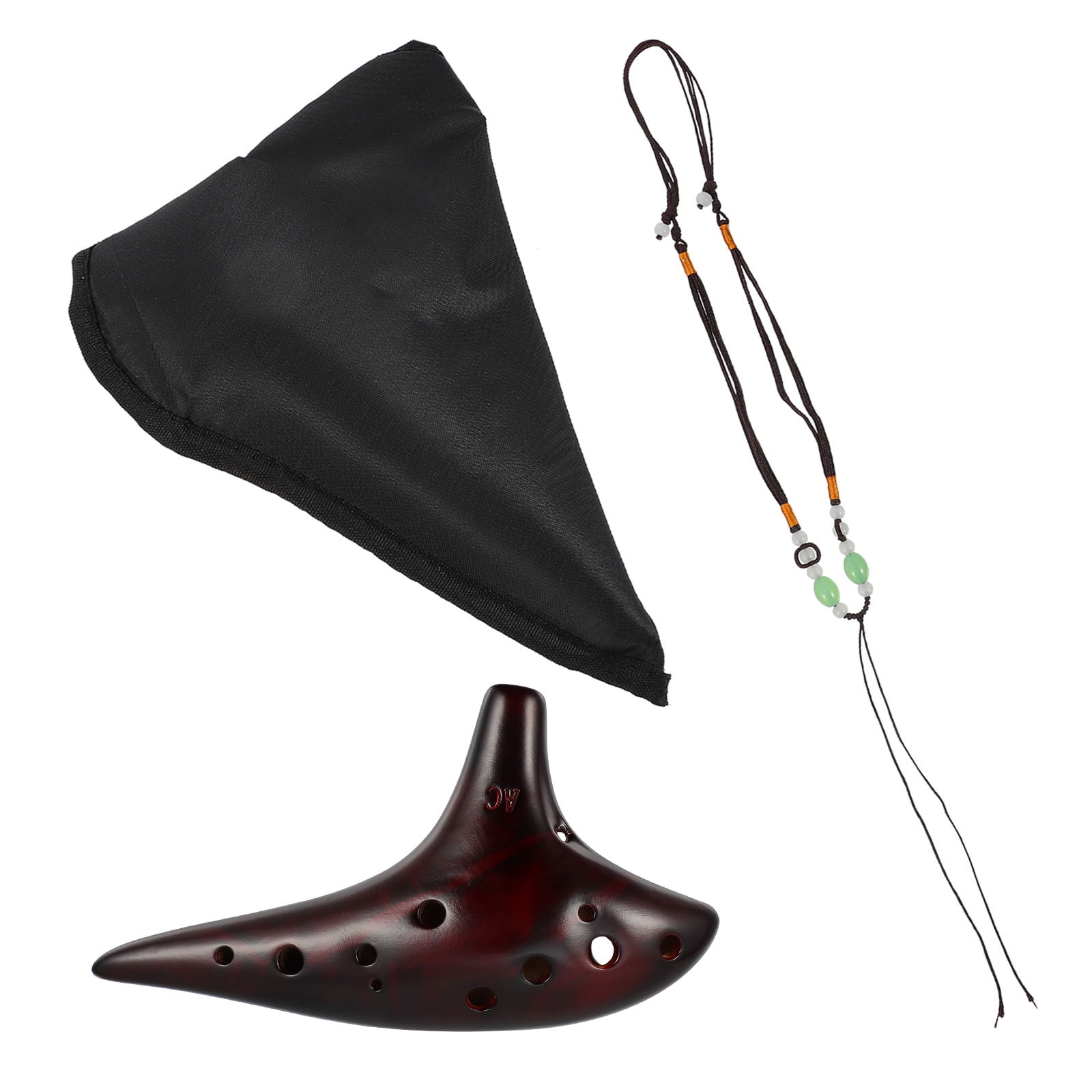 HINTRMENT 1Set Portable Brown Ceramic Ocarina Music Instrument Gift for Beginners