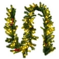 thumbnail image 1 of Costway Guirlande de Noël Artificielle Pré-Éclairée de 9 Pieds Baies Rouges avec 100 Lumières LED et Minuterie, 1 of 10