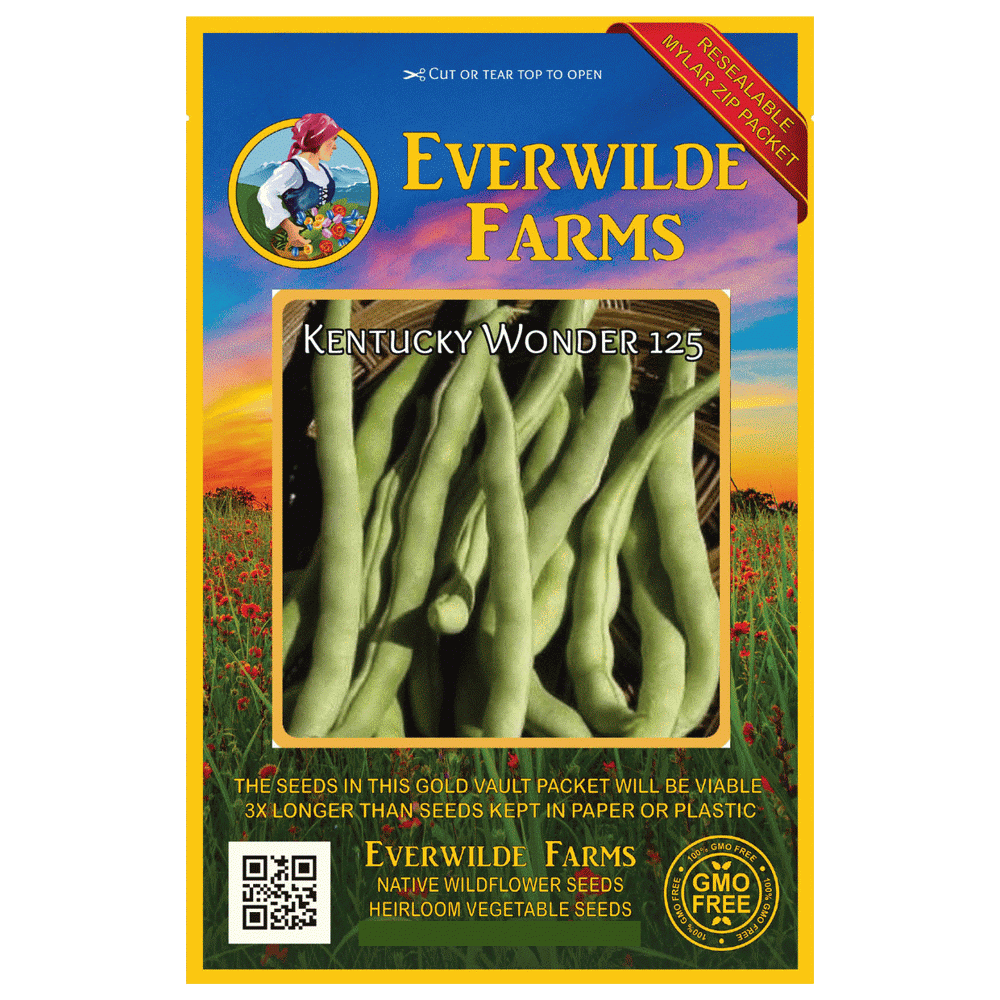 Everwilde Farms 160 Kentucky Wonder 125 Pole Bean Seeds Gold Vault