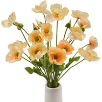 6 Pcs Artificial Poppy Flowers Silk Poppies Flowers with Stems Faux Flowers for Home Vase Bouquet Table Centerpiece Floral Arrangement Wedding Party Decorations