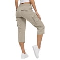 thumbnail image 5 of Dwellite Women's Capri Pants Cotton Cargo Capris Travel Hiking Casual Summer Cropped Pants with Pockets 2026 Camel S, 5 of 6
