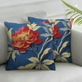 thumbnail image 3 of Fenyluxe Red and Blue Chinoiserie Floral Peony Sofa Pillow Cover Watercolor Navy Blue Red Flower Euro Sham Pillow Chinoiserie Chic Pillows Home Decorative Throw Pillow for Chair 2pcs White, 3 of 7