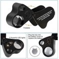 thumbnail image 3 of Lupa de joyero iluminada 30x 60x lupa plegable con luz Led para joyería gemas relojes monedas sellos antigüedades negro, 3 of 5