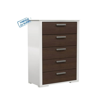 Karlstad 5 Drawers Dresser White And Walnut Walmart Canada