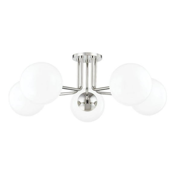 5 Light Semi-Flush Mount in Transitional Essentials Style-10.5 inches Tall and 30 inches Wide-Polished Nickel Finish Bailey Street Home