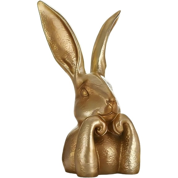 Gold Bunny Statue Vintage Resin Rabbit Figurine, Elegant Easter Spring Table Centerpiece Decor for Home Indoor, Collectible Holiday Gift(1Pcs)