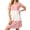 Pink, variant on Women's Nightgown Cotton Blend Stretchy Loose Short Sleeve V-Neck Color Block Sleepwear