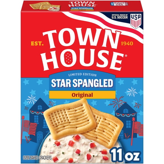 Town House Star-Spangled Original Oven Baked Crackers, Party Snacks, 11 oz