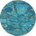 thumbnail image 1 of Ahgly Company Indoor Round Patterned Teal Green Area Rugs, 6' Round, 1 of 6