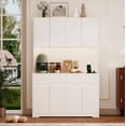 thumbnail image 2 of 71'' Tall Coffee Bar Cabinet with LED Light & Power Charging Station, 47"W Modern Kitchen Pantry Hutch w/ 8-Door Storage Cabinet & 2 Drawers 4 Adjustable Shelves, 2 of 11