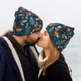 thumbnail image 5 of Disketp Playful Foxes Forest Blues Winter Beanie for Men Women Beanie Knit Hat Cuffed Cap Beanie Knit Chunky Snow Cap, 5 of 6