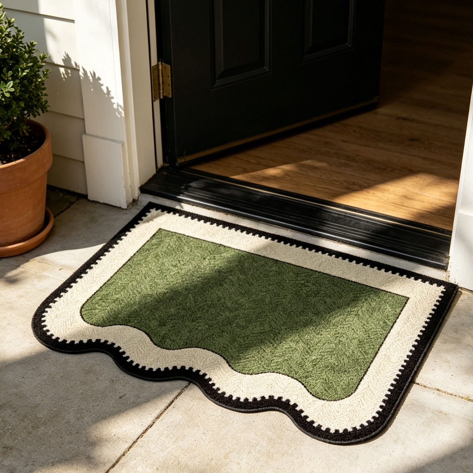 Mid Green Bathroom Rug Non Slip Absorbent Floor Mat, Soft Memory Foam Bath Rug for Kitchen Entryway Bedroom Shower Room Carpet with Quick Dry Surface and Anti Skid Backing
