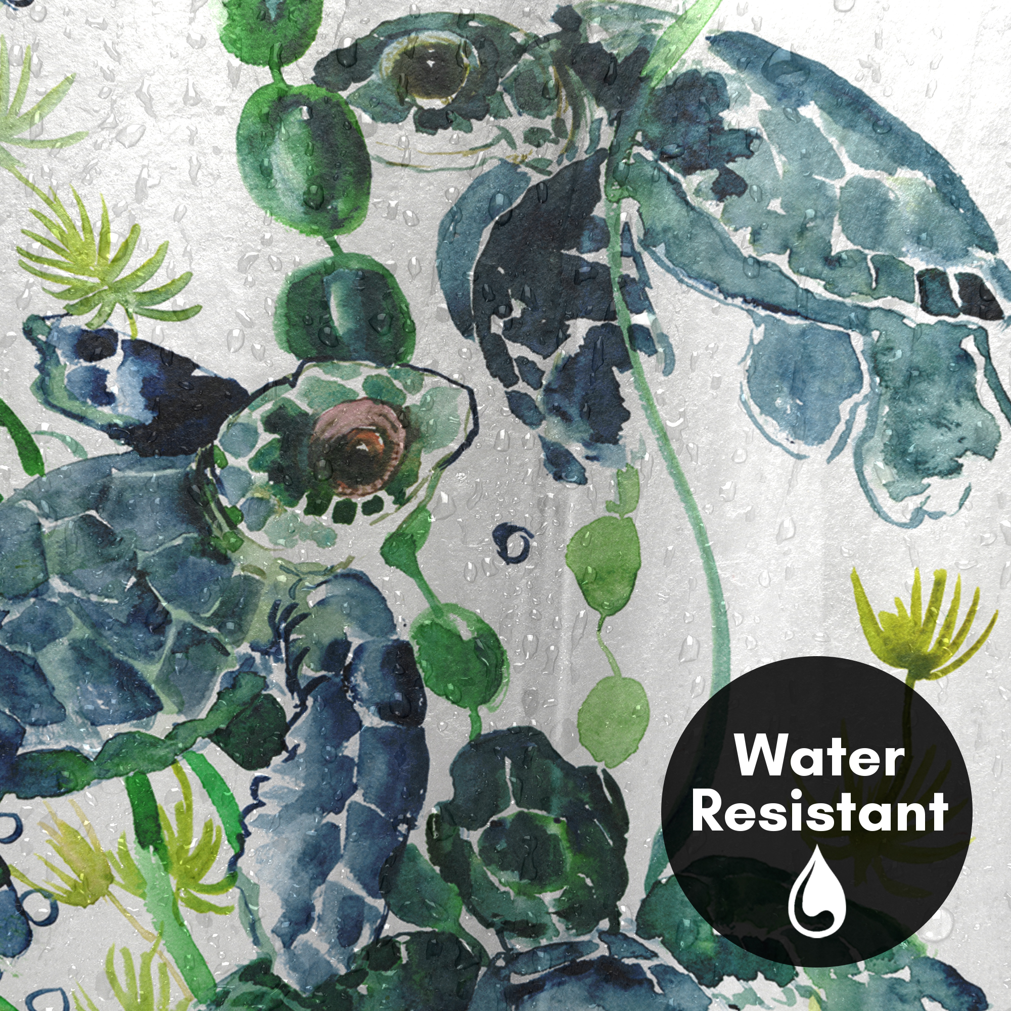 Americanflat 71" x 74" Shower Curtain, Three Sea Turtles by Suren Nersisyan