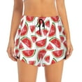 thumbnail image 2 of Xecao's Hand Drawn Watermelon for a double-layer running short for women, perfect for gym, tennis, and more, featuring a convenient pocket., 2 of 9