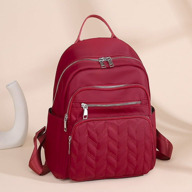 2DXuixsh Backpack Adult Women s Fashion Waterproof Cloth Outdoor Travel Bag Leisure Backpack Western Backpacks for School Purses for Women Red One