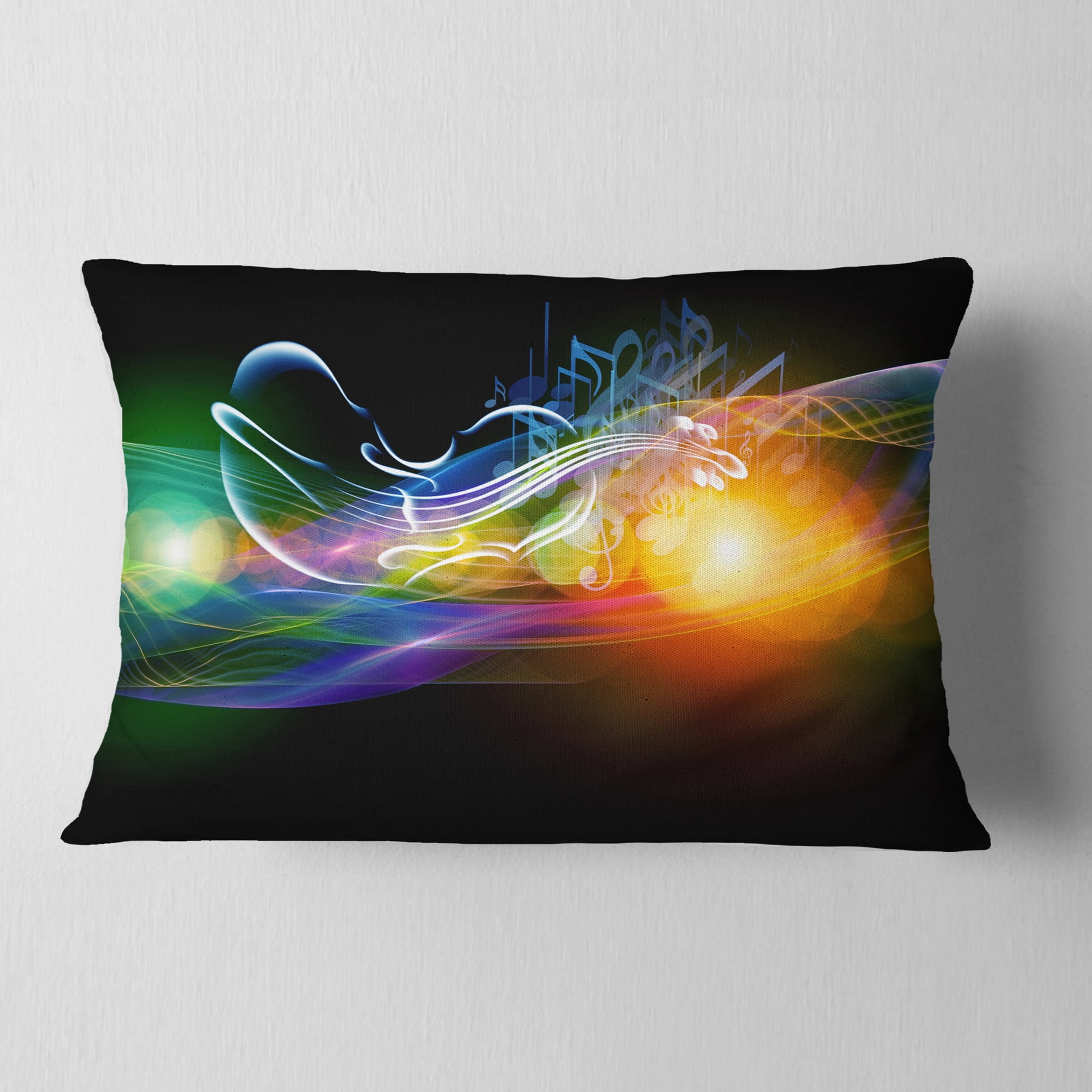 Designart Waves of Music Fractal Design - Abstract Throw Pillow - 12x20