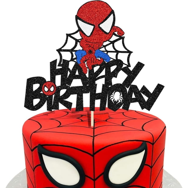 Pastel de cumpleaños de SpiderMan de Disney para niños, decoración con bandera de pastel de 1-9 años, regalo de fiesta de superhéroes