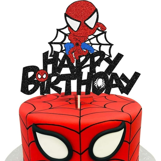 Pastel de cumpleaños de SpiderMan de Disney para niños, decoración con bandera de pastel de 1-9 años, regalo de fiesta de superhéroes