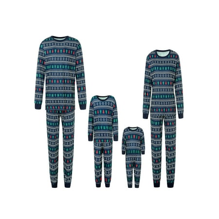 

Christmas Family Matching Pajamas Set Long Sleeve Printed Pattern Tops Tee Pants Pjs Sets Holiday Jammies
