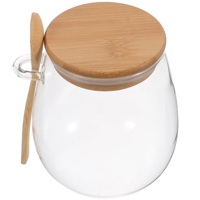 Glass Storage Jar with Sealed Lid Clear Glass Food Storage Canister Tea Coffee Jar with Spoon