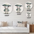 thumbnail image 4 of Designart "Cow Staying Dry with an Umbrella on a Rainy Day" Animals Cow Round Metal Art, 4 of 5