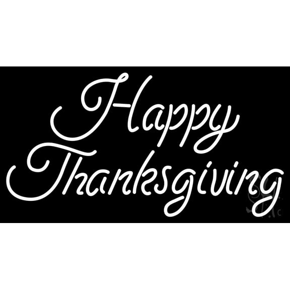 Cursive Happy Thanksgiving LED Neon Sign 13 x 24 - inches, Clear Edge Cut Acrylic Backing, with Dimmer - Bright and Premium built indoor LED Neon Sign for special occasion decor.