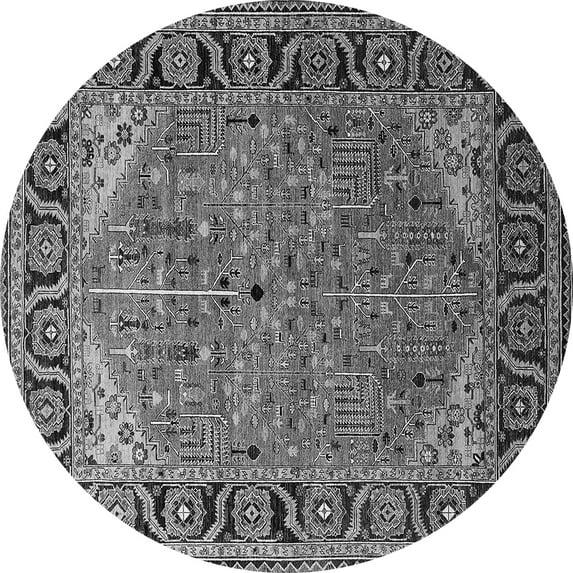 Ahgly Company Indoor Round Oriental Gray Industrial Area Rugs, 8' Round