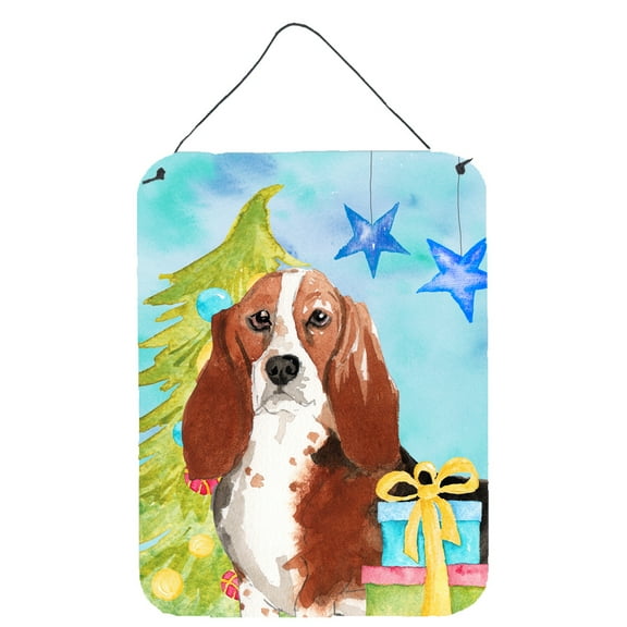 Christmas Tree Basset Hound Wall or Door Hanging Prints