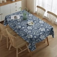 thumbnail image 2 of Blue Pioneer Flower and Paisley Pattern Rectangle Tablecloth 60"x84",Waterproof Polyester Rectangle Table Cloth, Wipeable Spillproof Polyester Tablecloth for Dining, Camping, Indoor and Outdoor, 2 of 5