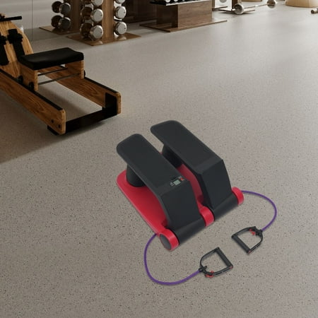 ToppiJoy 5 Gear Twist Stepper with Resistance Bands and LCD Display Hold up 330lbs Cardio Workout Machine for Home and Office Fitness(Black, Red)
