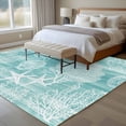 thumbnail image 4 of Turquoise Coastal Area Rugs 5'x8', Small Throw Rugs for Classroom Bedroom, Nautical Coral Starfish Shell Turtle Summer Indoor Outdoor Rug Non-Slip Low Pile Carpet Runner Reversible Floor Mats, 4 of 8