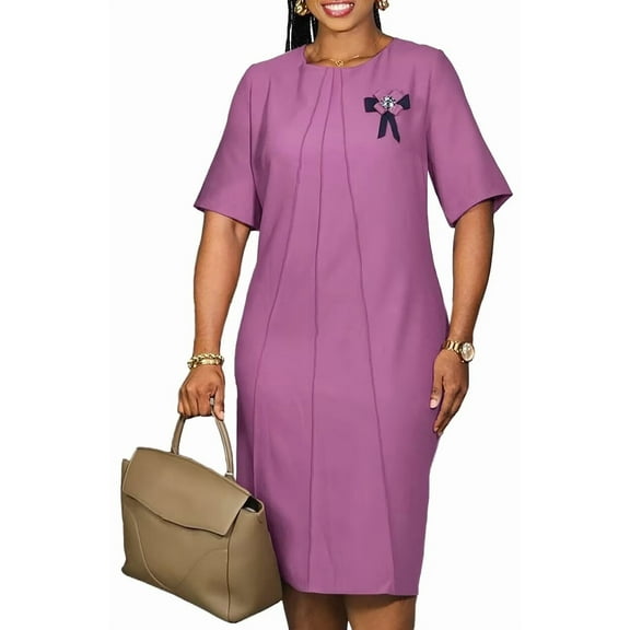 Women's Plus Size A-Line Half Sleeve Casual Midi Party Cocktail T Shirt Dresses