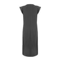 thumbnail image 4 of 2025 Women Summer Round Neck Casual Loose Split Wrinkle-Free Long Maxi Beach Dress with Pockets, 4 of 7