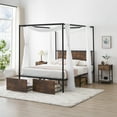thumbnail image 4 of Queen Size Canopy Bed Frame with 2 Storage Drawers, Black Four-Poster Platform Metal Bed Frame with Headboard and Wooden Slats Support, No Box Spring Needed, Easy Assembly, 4 of 7